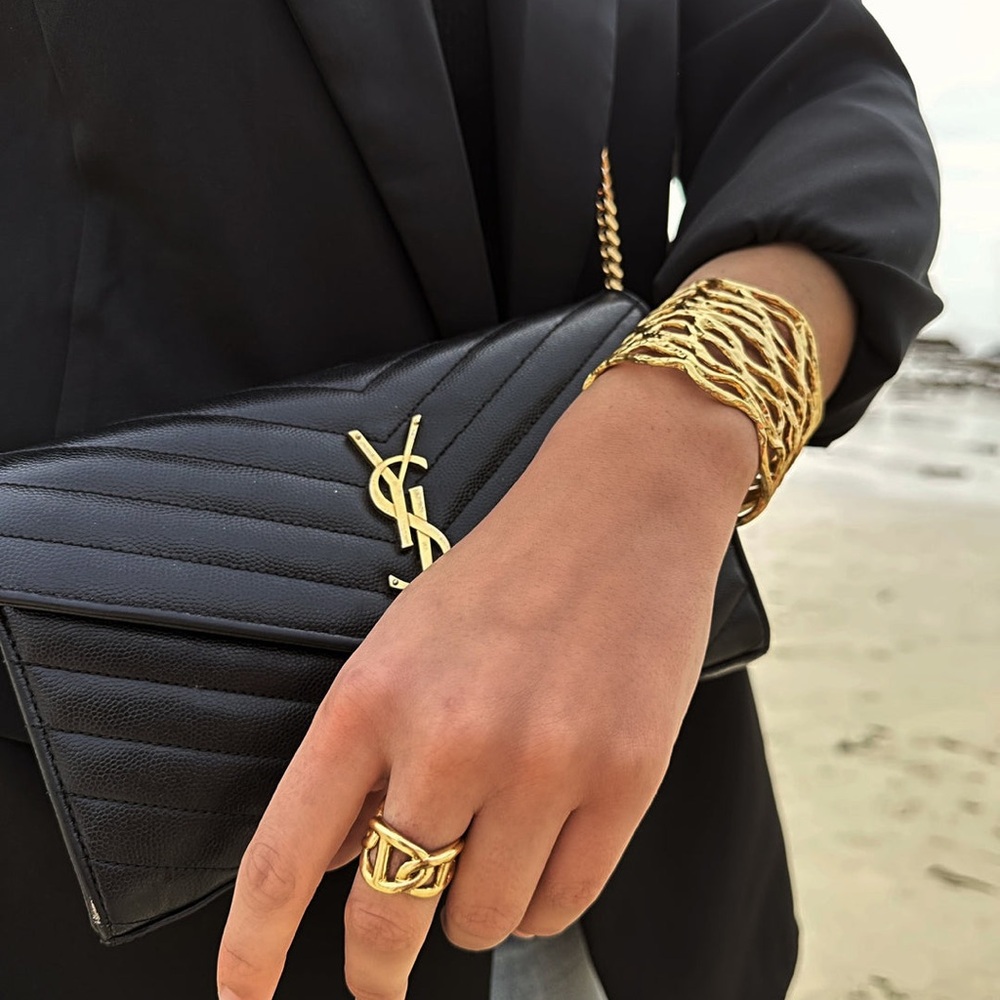 New Karine Sultan Openwork cuff bracelet gold